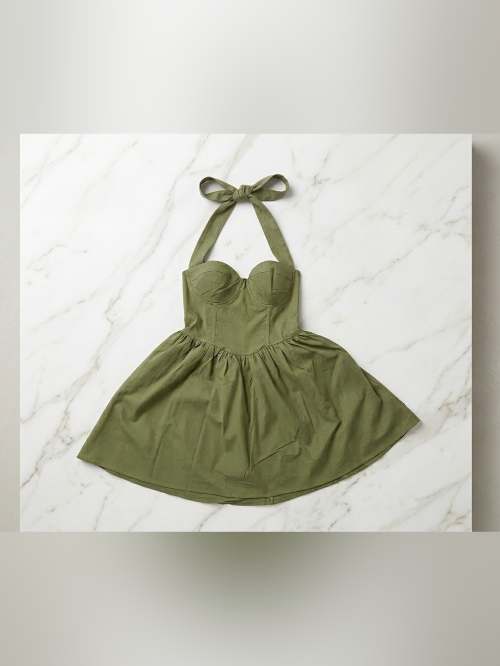 Princess Polly Lyle Mini Dress Sage Green Corset Skater Dress Size 4